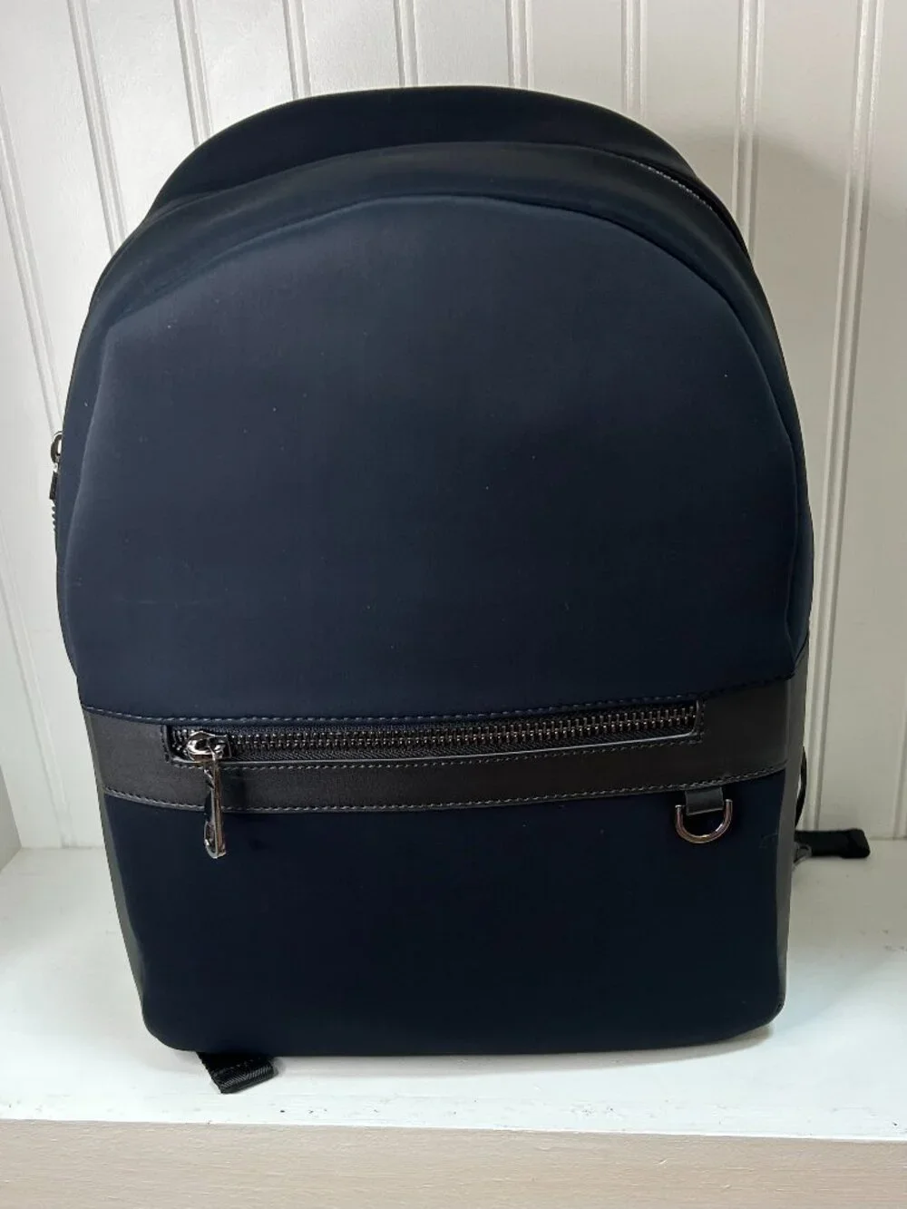 REISS Drew Dark Navy Neoprene Zipped Backpack